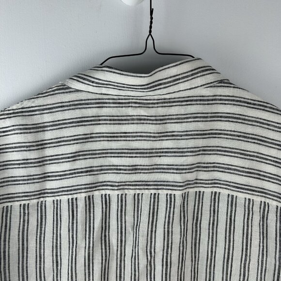 Everlane The Resort Shirt in Linen Mens - Stripe  - Medium Bone & Black - Picture 6 of 8